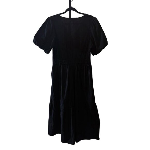 NWT French Connection Ladies Black Puff Sleeve Poplin Cotton Maxi Dress Size L - Picture 4 of 15